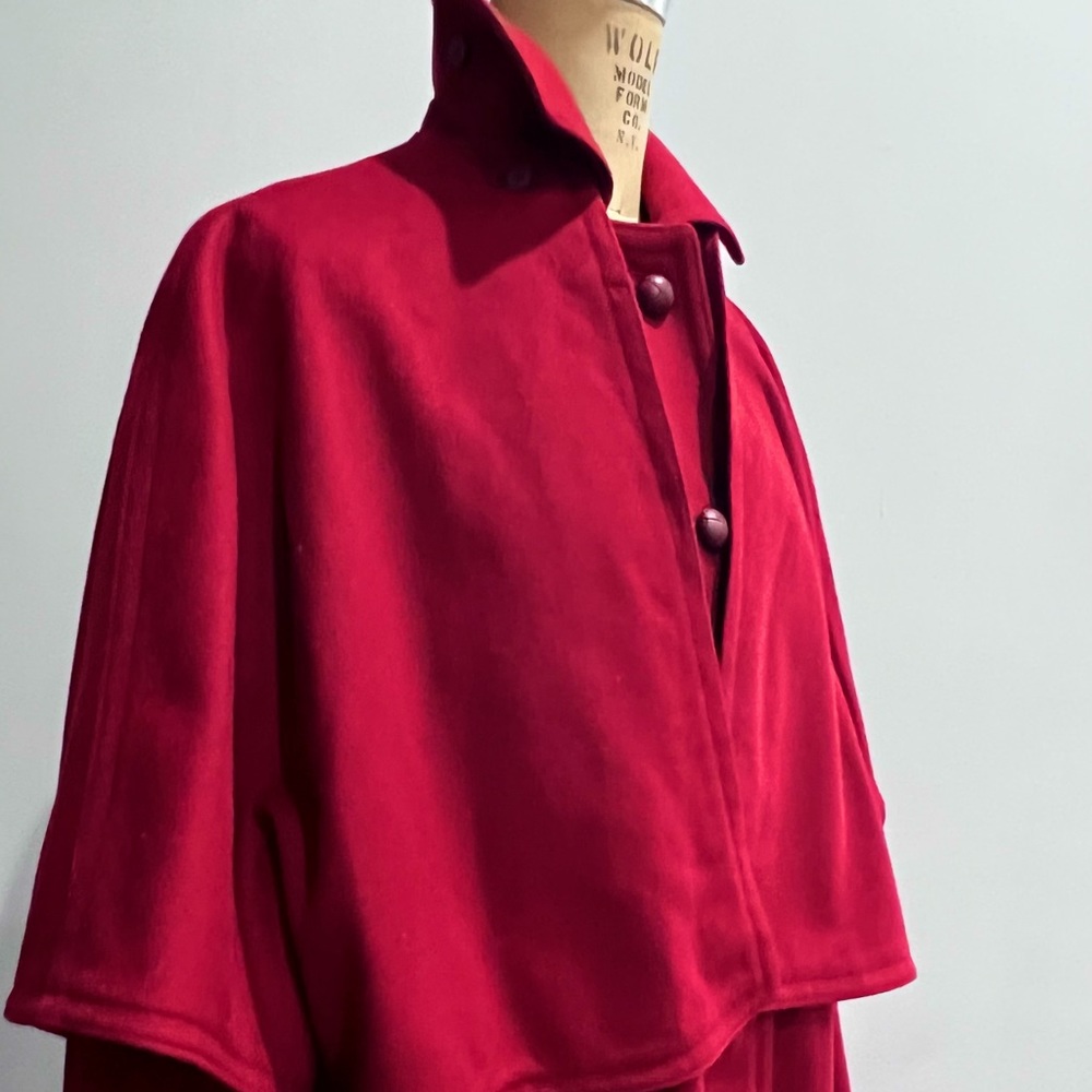 SOLD Attached Cape Vintage Alpaca Coat Wooden Buttons
